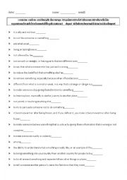 English Worksheet: vocabulary/explanations