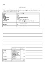 English Worksheet: Writing Practice using present and past simple tense