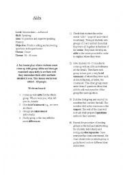 English Worksheet: Alibi