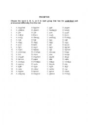 English Worksheet: Phonetics (1) - Multiple Choice Questions