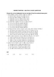 English Worksheet: Indirect writing 1 - Multiple choice questions