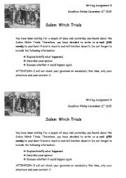 English Worksheet: Salem Witch Trials