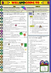 English Worksheet: Will and Going to - explanations and exercises