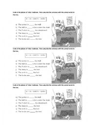 English Worksheet: Prepositions - Bedroom