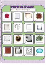 English Worksheet: Round or Square Furniture