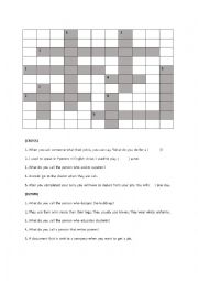 English Worksheet: crossword puzzle (job)