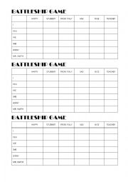 English Worksheet: battleship game