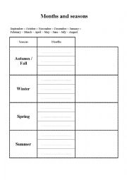 English Worksheet: Months and Seasons