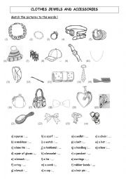 English Worksheet: clothes jewels and accessories