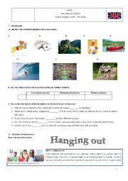 English Worksheet: Test Hanging out B