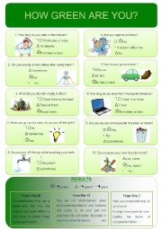 English Worksheet: How green are you ?