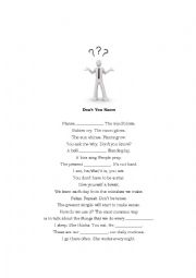 English Worksheet: Dont You Know Song