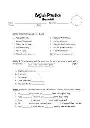 English Worksheet: first conditional 