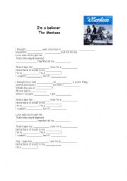 English Worksheet: song Im a Believer