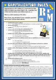 English Worksheet: capitalization rules