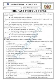 English Worksheet: THE PAST PERFECT TENSE: FORM & CONTEXTS OF USE 