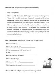 English Worksheet: reading comprehension