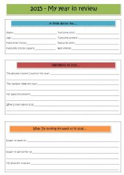 English Worksheet: 2015 - My year in review