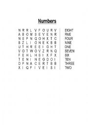 English Worksheet: Find the numbers