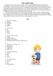 English Worksheet: Tim and Lucky