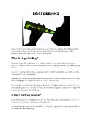 Binge drinking reading comprehension