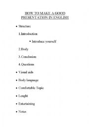 English Worksheet: How to make a good presentation in English