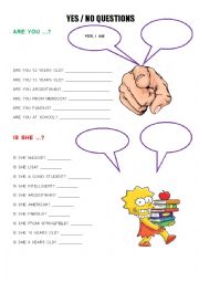 English Worksheet: YES - NO QUESTIONS VERB TO BE 