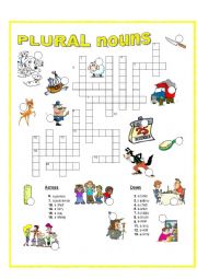 English Worksheet: CROSSWORD - PLURAL