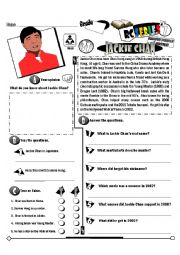 English Worksheet: RC Series Famous People Edition_31 Jackie Chan (Fully Editable+Key) 