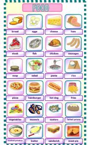 English Worksheet: FOOD PICTIONARY