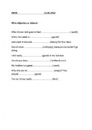 English Worksheet: Adjective or Adverb