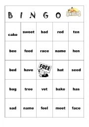 English Worksheet: bingo