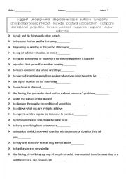 English Worksheet: vocabulary/explanations 2