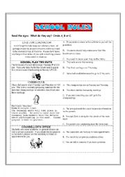 English Worksheet: School PET Style Reading Exercise
