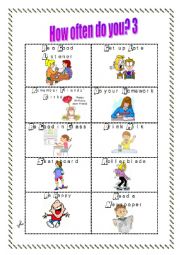 English Worksheet: Adverbs of frequency- Speaking cards- 3 of 3