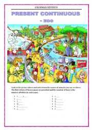 English Worksheet: GRAMMAR REVISION - PRESENT CONTINUOUS - SCHOOL