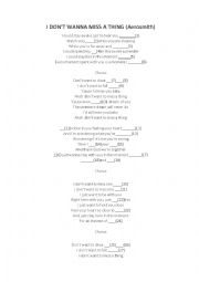English Worksheet: I dont wanna miss a thing