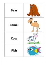 English Worksheet: Animals memory game