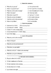 English Worksheet: Daily routine. Present Simple Questions. Do...