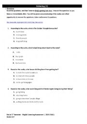 English Worksheet: listening exam -gr.11