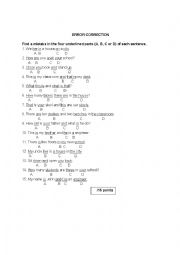 English Worksheet: Error Correction 1 - Multiple Choice Questions