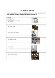 English Worksheet: Is there and Are there