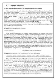 English Worksheet: Language tasks (Bac 1st term)