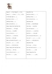 English Worksheet: Happy New Year Song for Elementary students