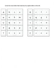 English Worksheet: Capital and small letters matching
