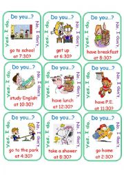 English Worksheet: Routines Half Hour Go Fish