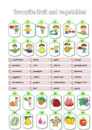 English Worksheet: fruit and vegetables