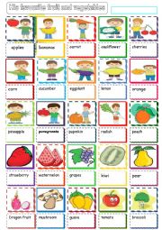 English Worksheet: fruit and vegetables pictionary