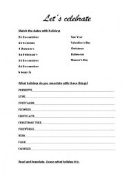 English Worksheet: Lets celebrate