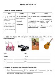 English Worksheet: Whose object is it?